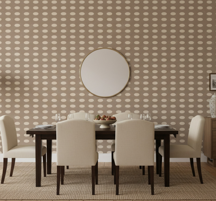 Tapeta do jadalni w geometryczny brązowy wzór kółek - TenStickers