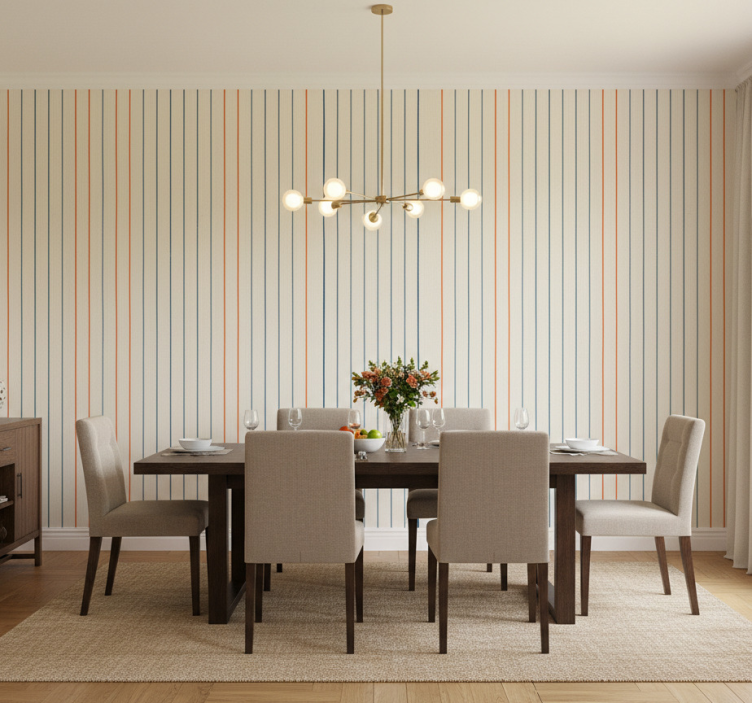 Tapeta do jadalni w wielokolorowy wzór liniowy - TenStickers