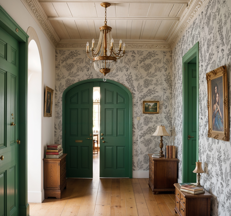 Tapeta do korytarza beżowy kwiatowy wzór - TenStickers