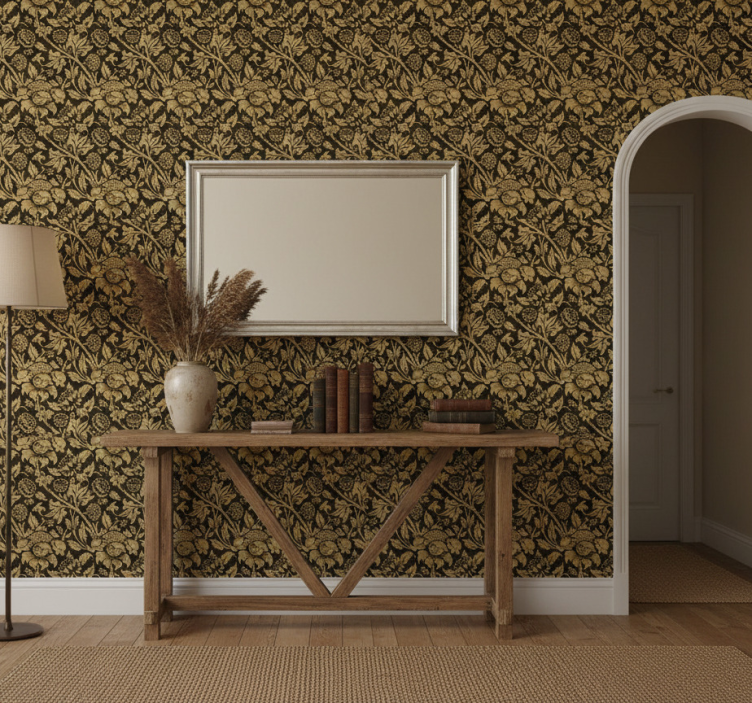 Tapeta do korytarza klasyczny beżowy wzór - TenStickers