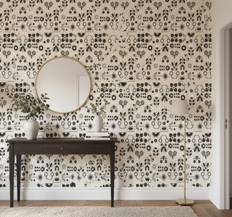 Tapeta do korytarza urokliwe kwiatowe wzory - TenStickers