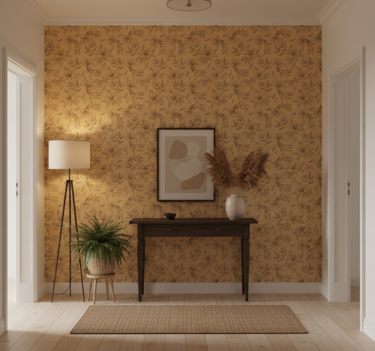 Tapeta do korytarza w beżowe stylizowane wzory - TenStickers