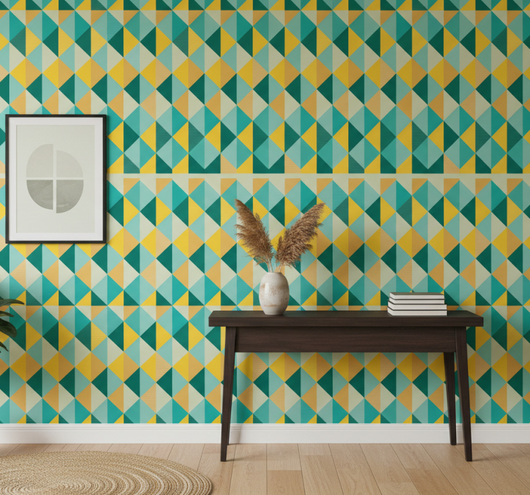 Tapeta do korytarza w geometryczne trójkąty - TenStickers