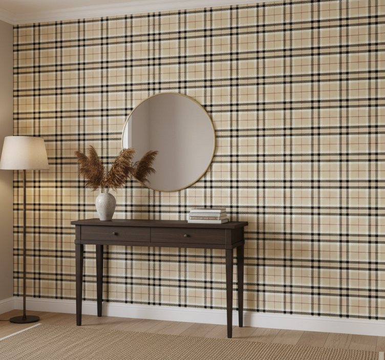 Tapeta do korytarza w kratę plaid - TenStickers