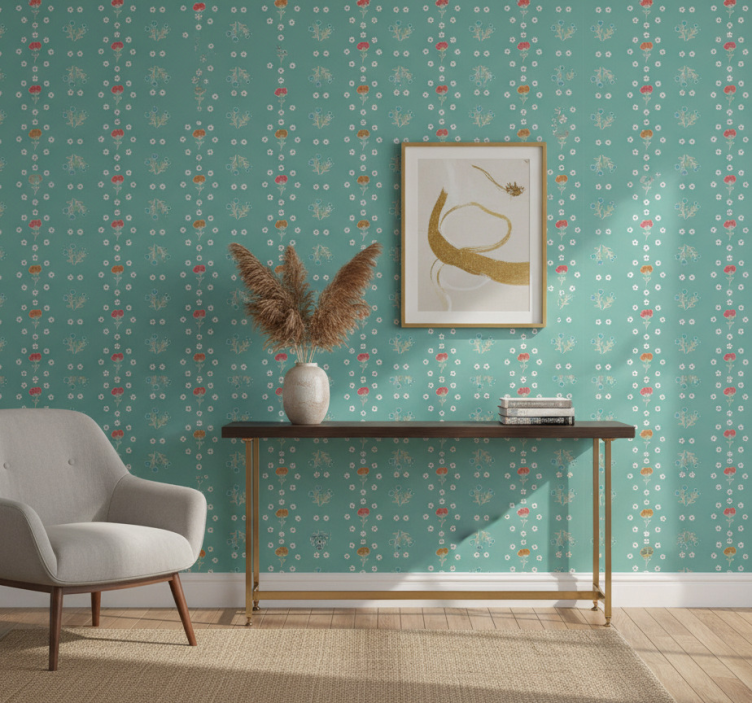 Tapeta do korytarza w turkusowej kompozycji - TenStickers