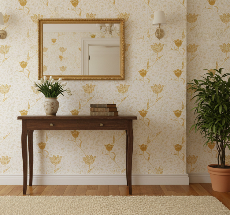 Tapeta do korytarza w złoty elegancki wzór - TenStickers