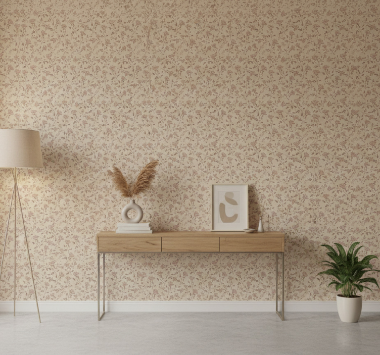 Tapeta do korytarza z delikatnymi motywami roślinnymi - TenStickers