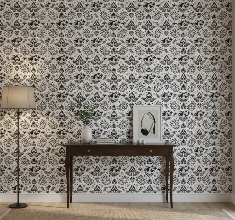 Tapeta do korytarza z eleganckimi kwiatami - TenStickers