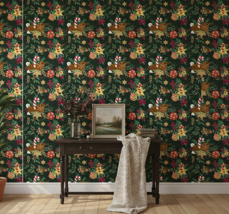 Tapeta do korytarza z elementami słodkich świąt - TenStickers