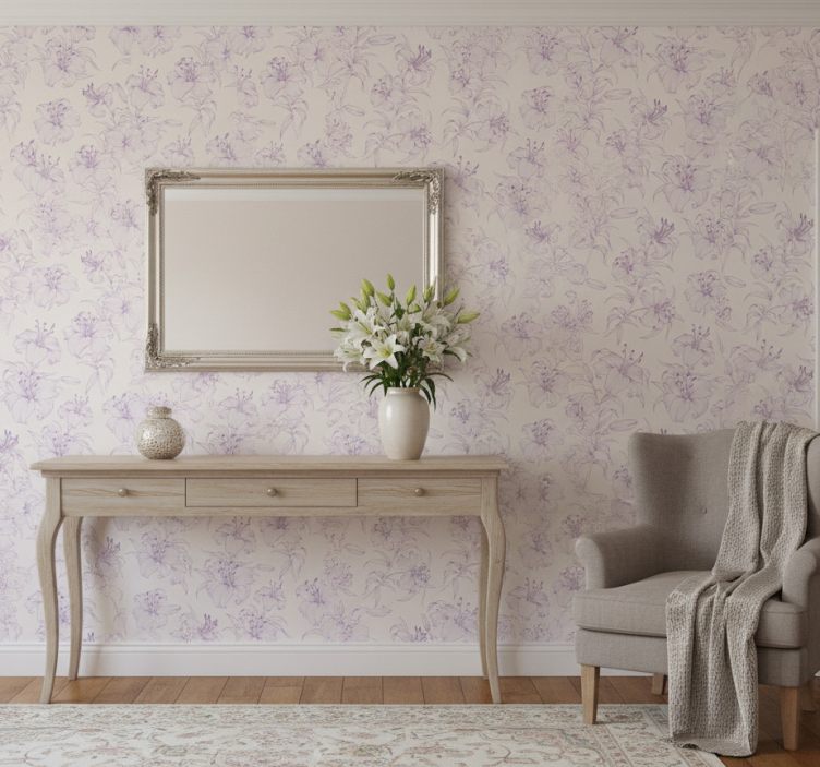 Tapeta do korytarza z kwiatami lilii w rozkwicie - TenStickers