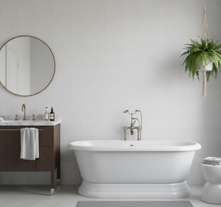 Tapeta do łazienki imitacja białego lnu - TenStickers