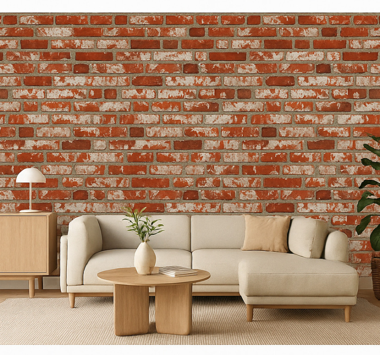 Tapeta do salonu 3d z efektem cegły - TenStickers
