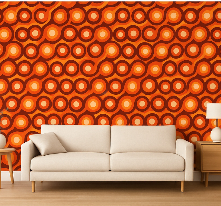 Tapeta do salonu abstrakcyjne figury w ciepłych kolorach - TenStickers
