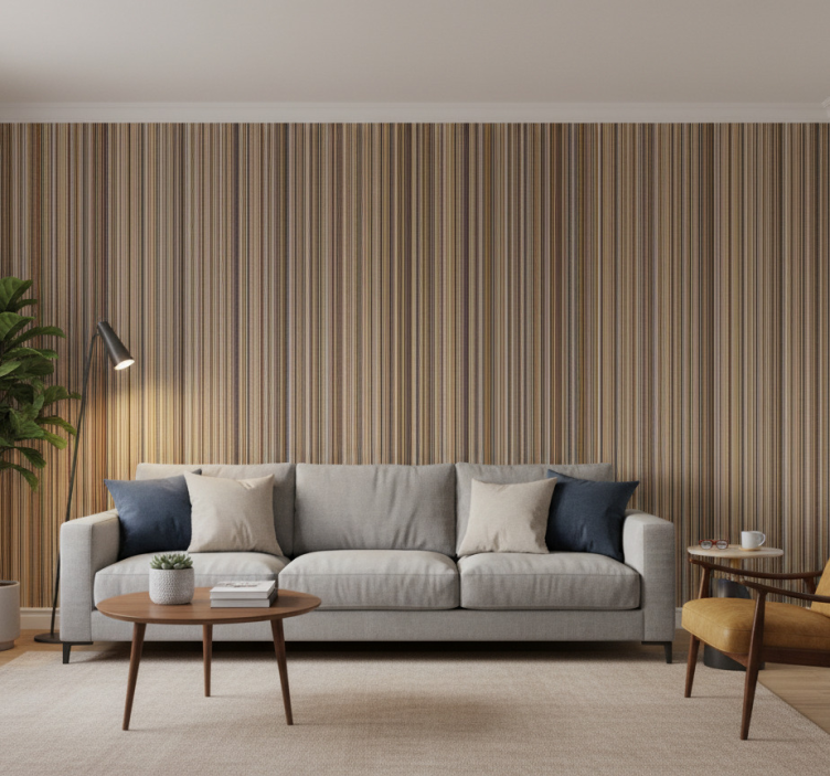 Tapeta do salonu ciemne paski - TenStickers