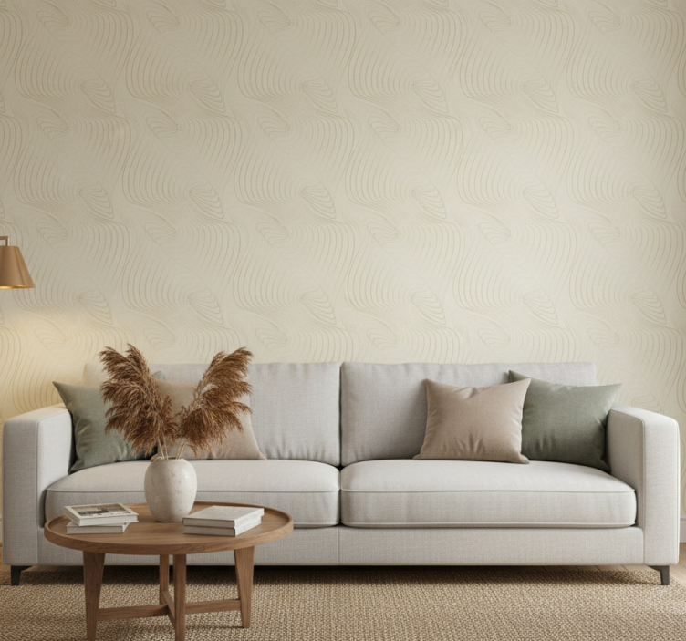 Tapeta do salonu delikatne wzory faliste - TenStickers