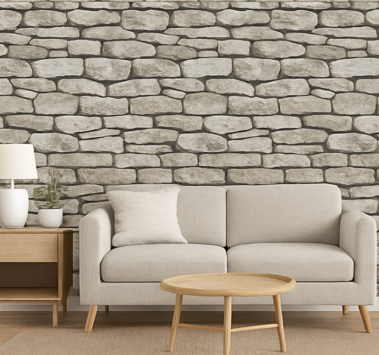 Tapeta do salonu efekt 3d kamienia - TenStickers