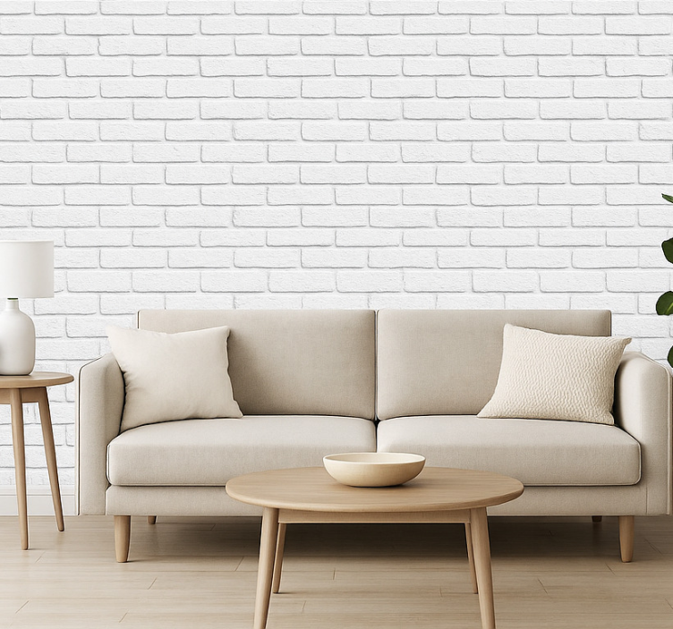 Tapeta do salonu efekt białego kamienia - TenStickers