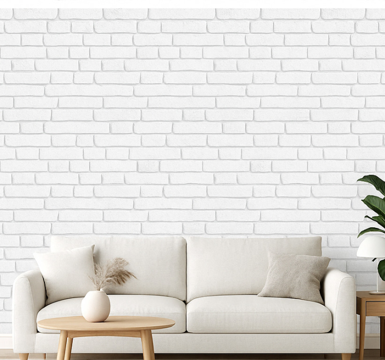 Tapeta do salonu efekt białego kamienia - TenStickers