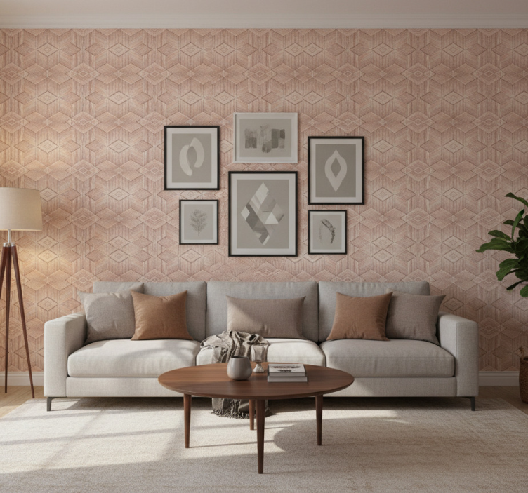 Tapeta do salonu efekt jasnego drewna - TenStickers