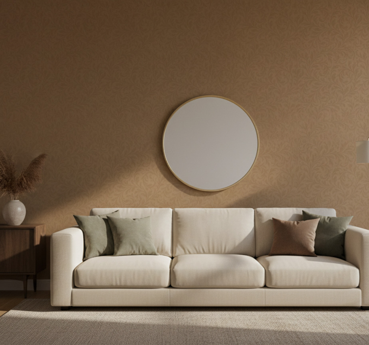 Tapeta do salonu elegancki ciemny beżowy wzór - TenStickers