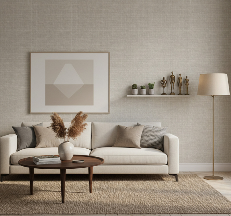 Tapeta do salonu gładka neutralna tekstura - TenStickers