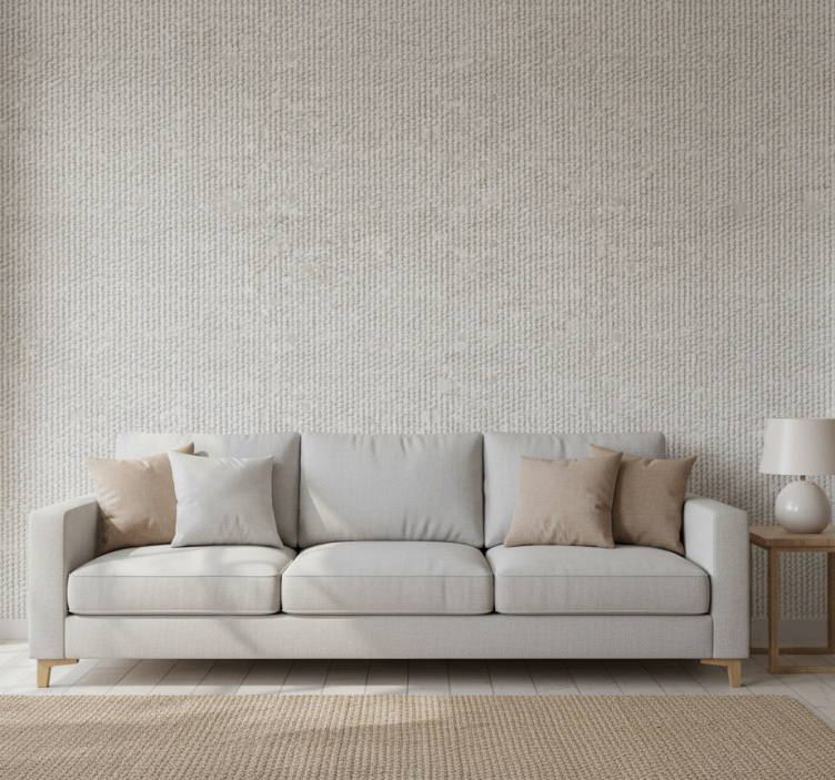 Tapeta do salonu imitacja białego włókna naturalnego - TenStickers