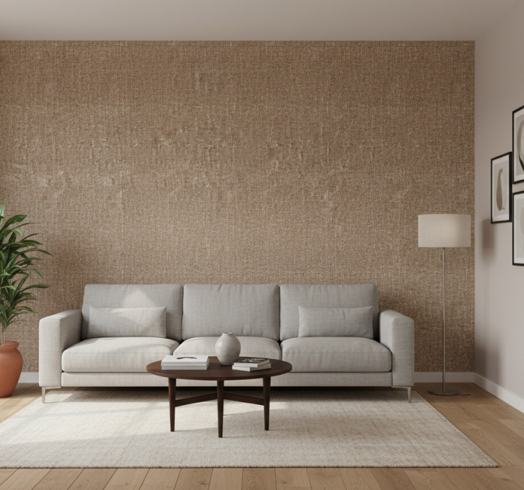 Tapeta do salonu imitacja naturalnych włókien beżowa - TenStickers