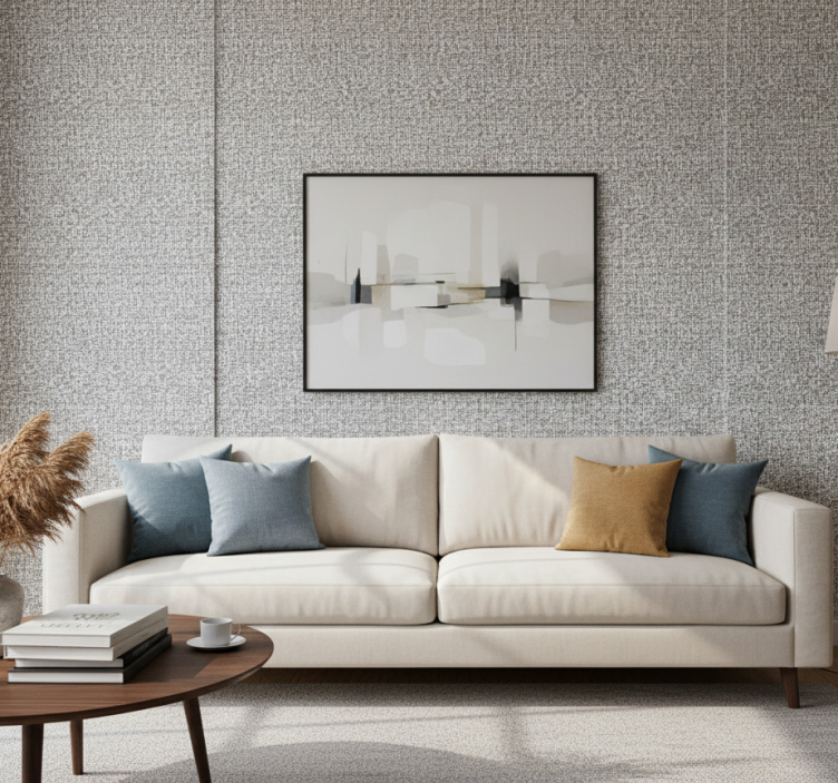 Tapeta do salonu imitacja naturalnych włókien szarości - TenStickers