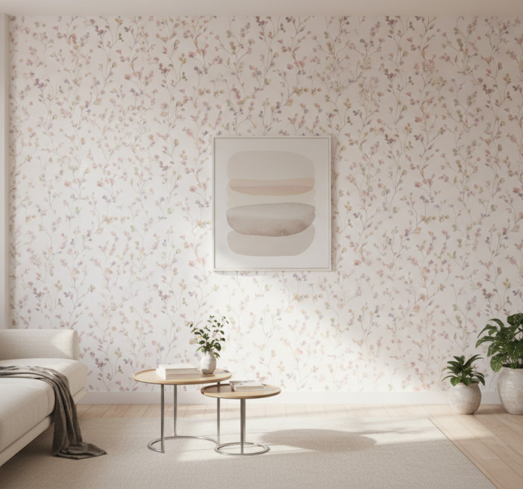 Tapeta do salonu kwiatowy Łąkowy akwarelowy - TenStickers