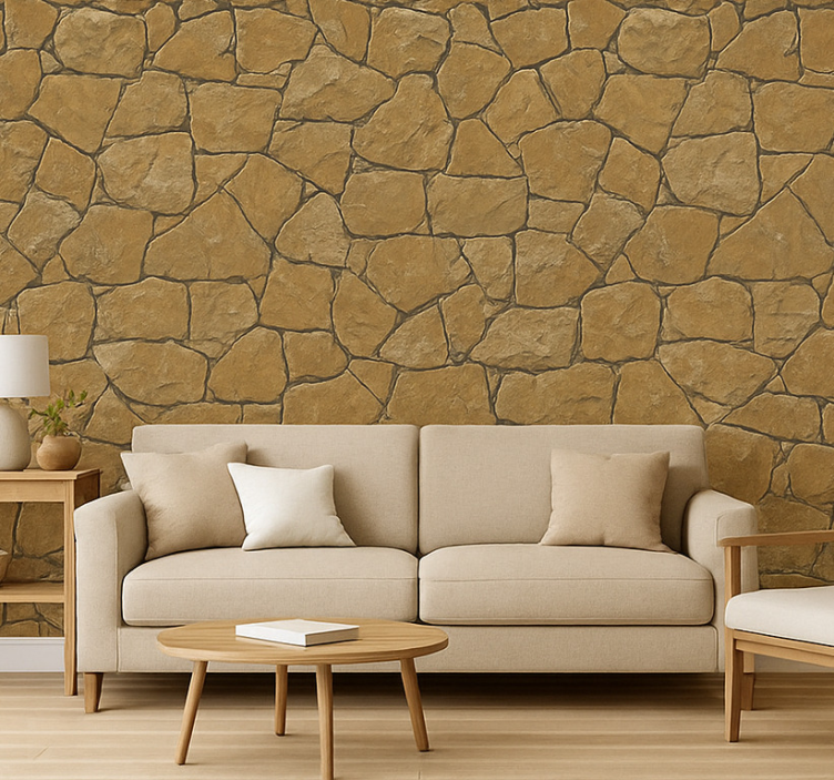 Tapeta do salonu o neutralnej teksturze - TenStickers