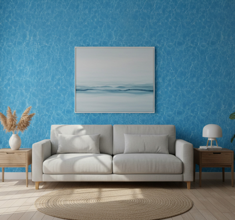 Tapeta do salonu o niebieskiej teksturze wody - TenStickers