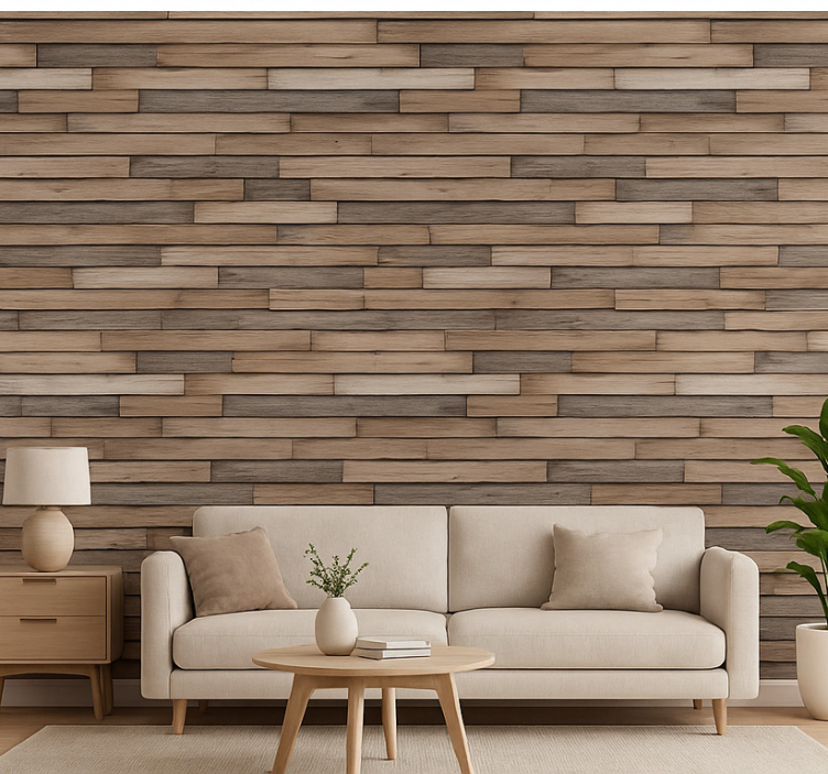 Tapeta do salonu rustykalne 3d drewno - TenStickers
