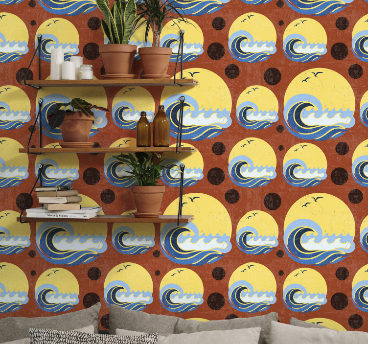 Tapeta Słońce, plaża i fala - TenStickers