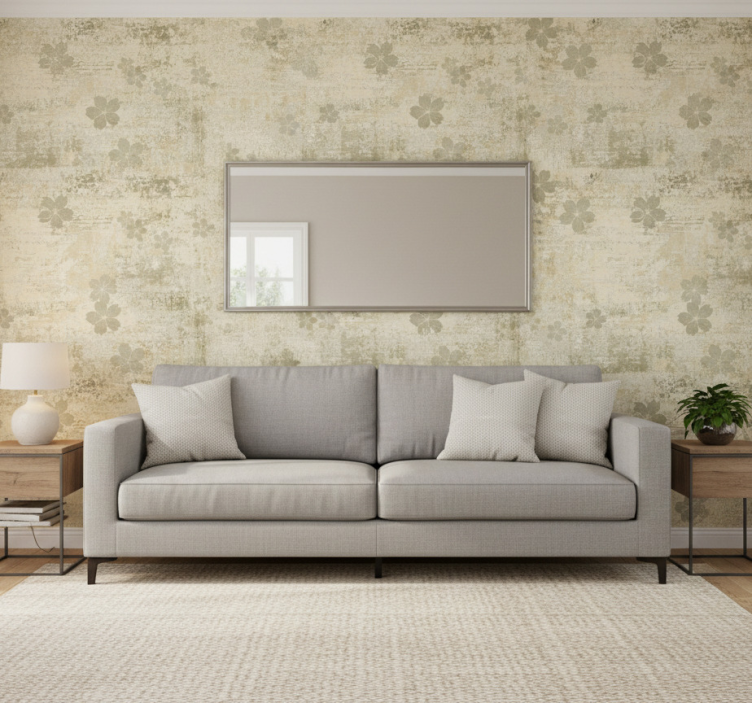 Tapeta do salonu subtelna kwiatowa elegancja - TenStickers