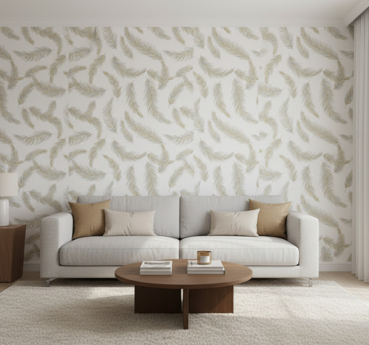 Tapeta do salonu szary piórkowy dryf - TenStickers