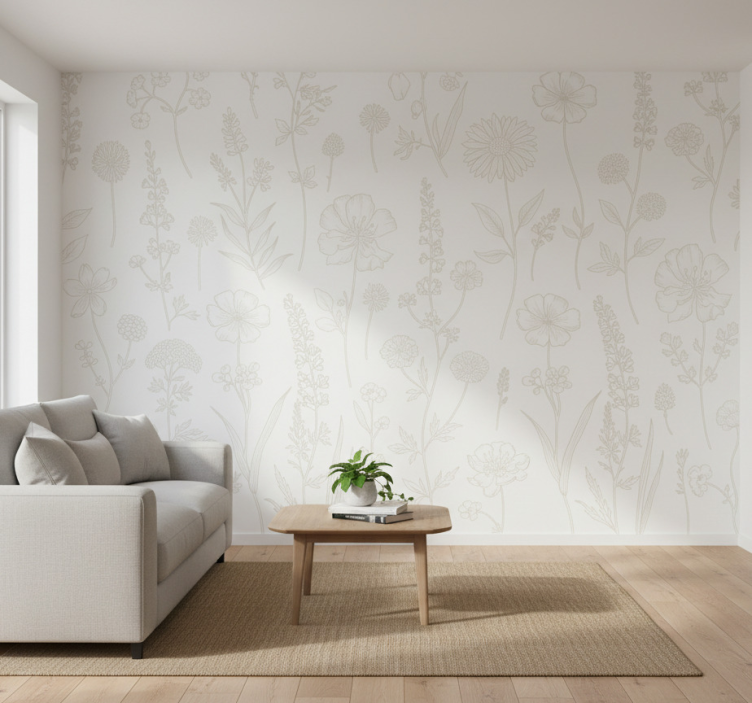 Tapeta do salonu szlak botanicznych szkiców - TenStickers