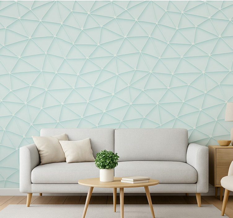 Tapeta do salonu w abstrakcyjny wzór trójkątów - TenStickers