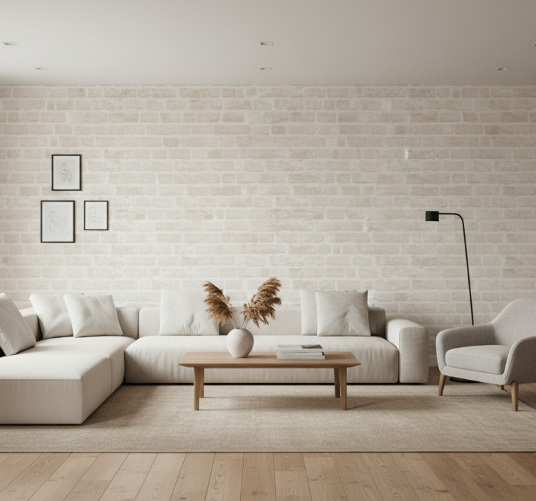Tapeta do salonu w białą cegłę dekoracyjną - TenStickers