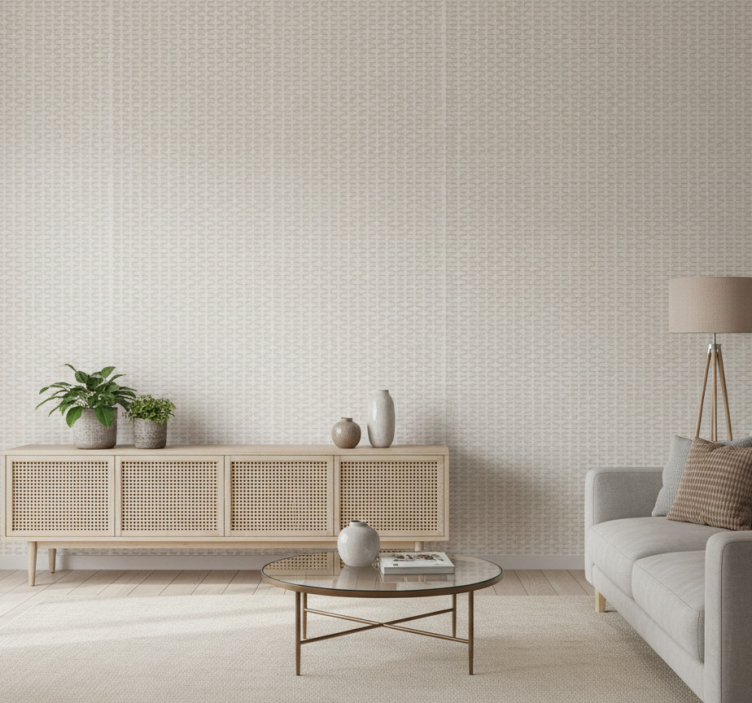 Tapeta do salonu w białym efekcie rattanu - TenStickers