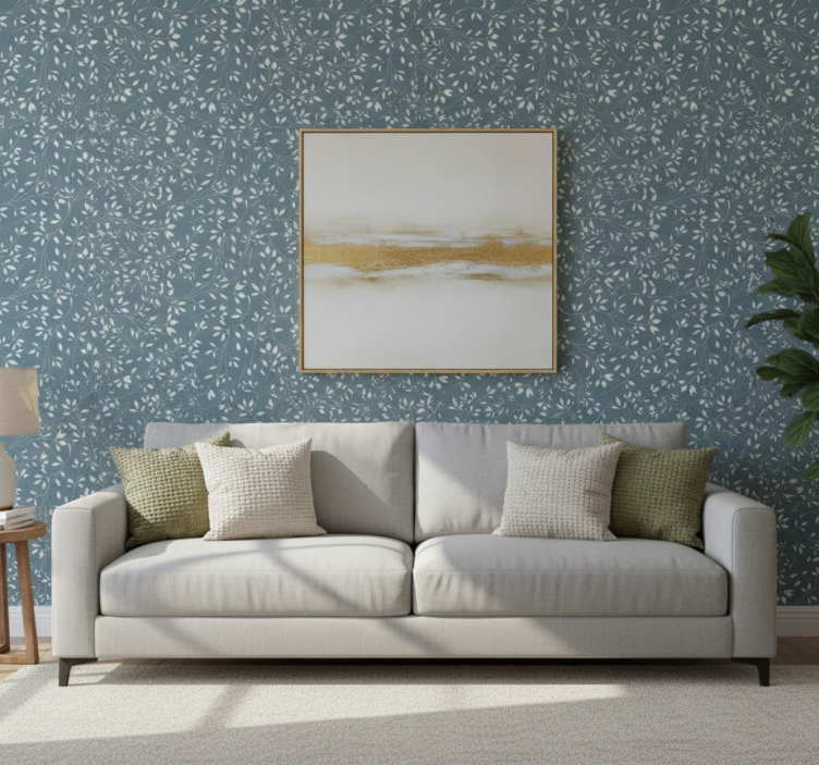 Tapeta do salonu w bujny wzór liści - TenStickers