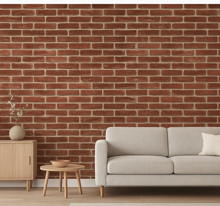 Tapeta do salonu w czerwone cegły - TenStickers