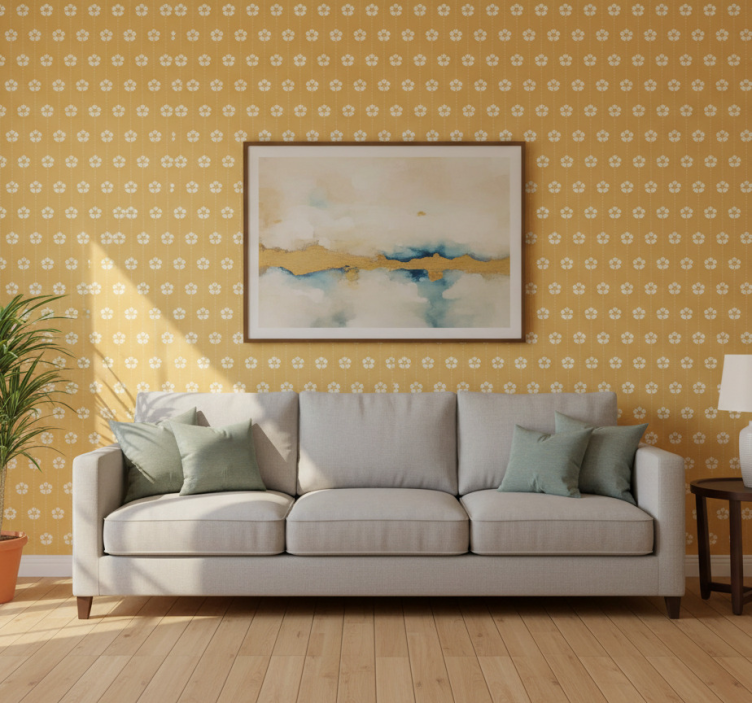 Tapeta do salonu w elegancki kwiatowy wzór - TenStickers