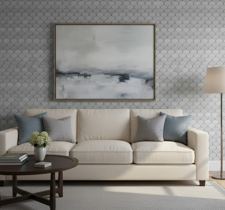 Tapeta do salonu w falisty wzór - TenStickers