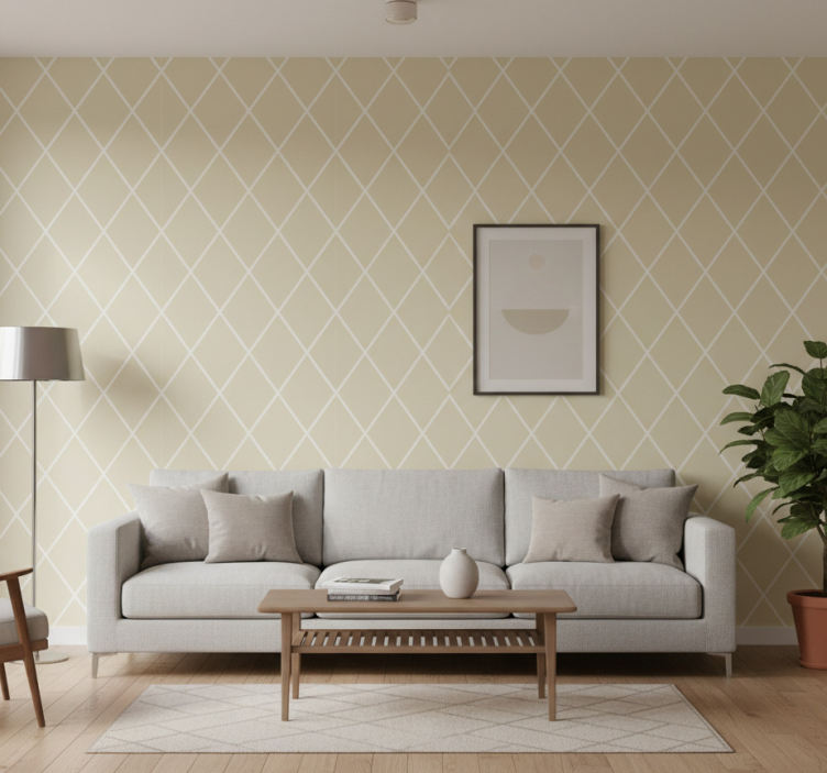 Tapeta do salonu w geometryczny wzór diagonalny - TenStickers