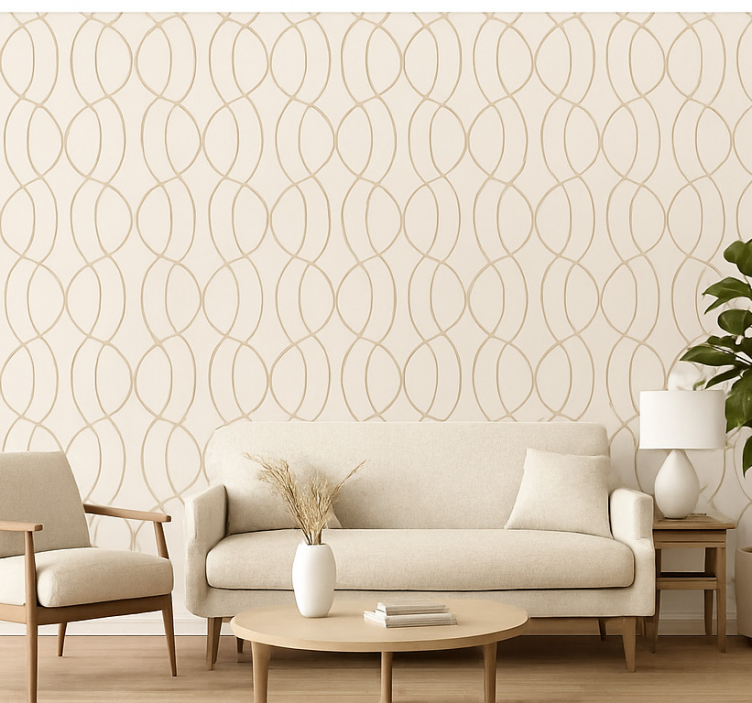 Tapeta do salonu w jasny drewniany wzór - TenStickers