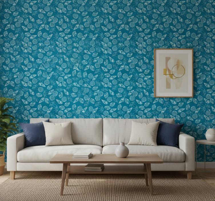 Tapeta do salonu w liście na powierzchni - TenStickers