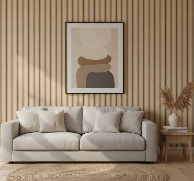 Tapeta do salonu w minimalistyczny brązowy wzór - TenStickers