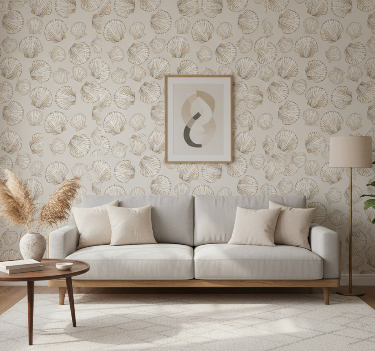 Tapeta do salonu w muszki morskie - TenStickers