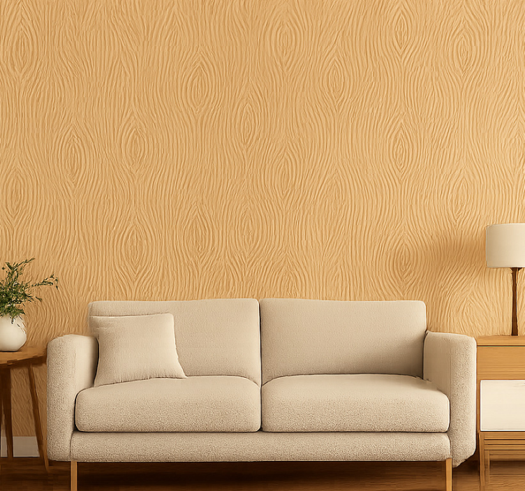 Tapeta do salonu w naturalnym drewnie - TenStickers