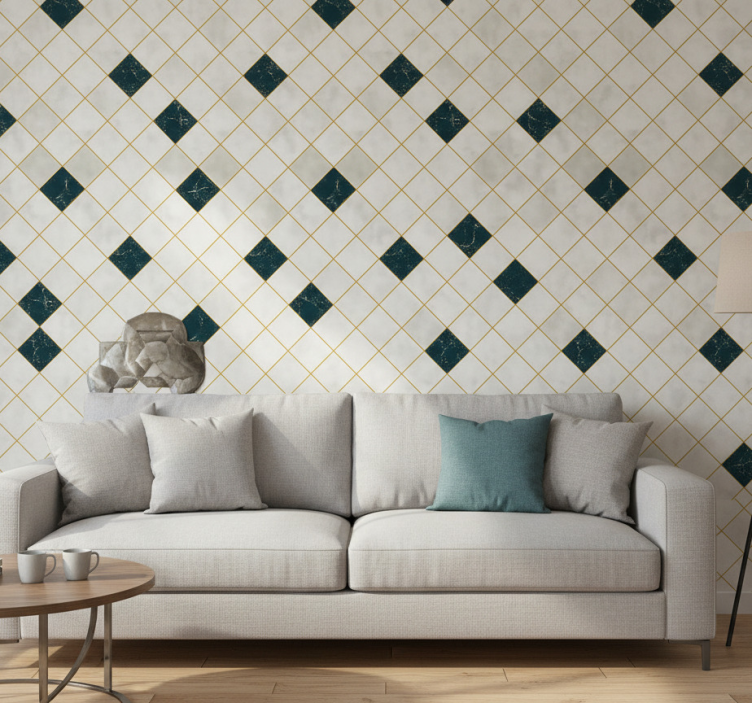 Tapeta do salonu w odcieniach szarości cementu - TenStickers